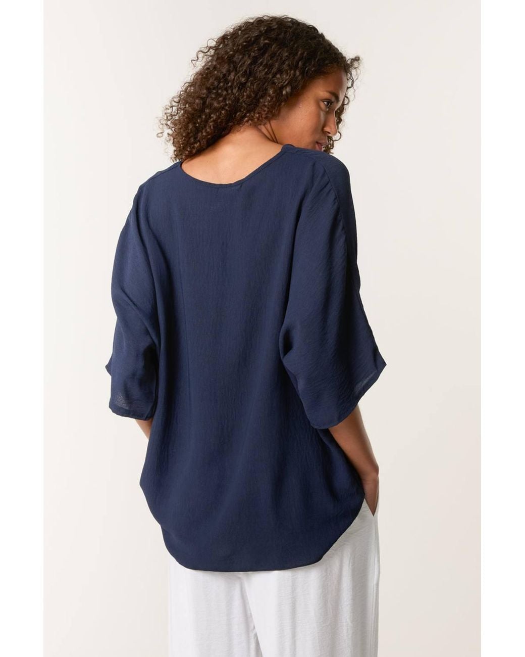 Blue Vanilla Blue Short Sleeve V-Neck Blouse