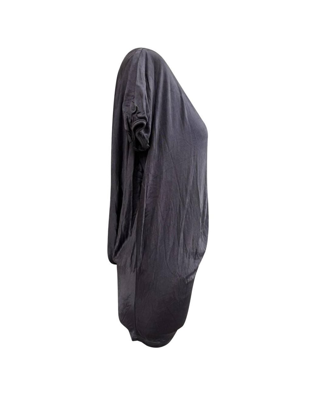 McQueen Gray Preloved Round Neck Draped Tunic Top
