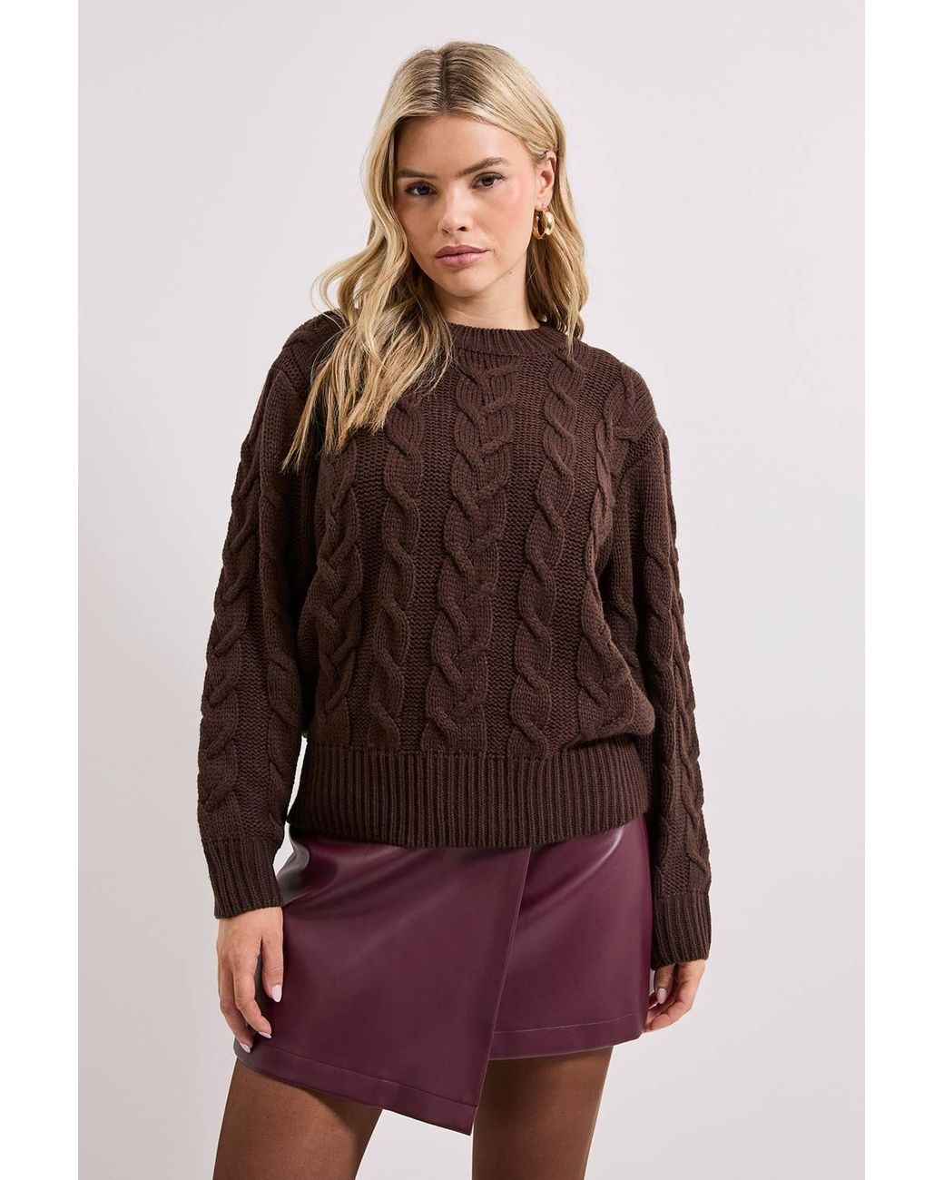 Dorothy Perkins Red Cable Knit Crew Neck Sweater