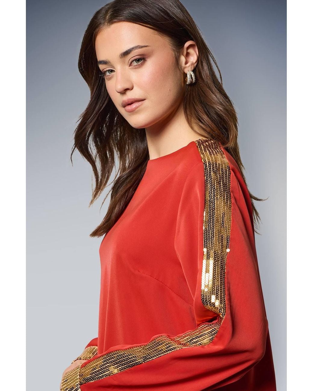Dorothy Perkins Red Long Sleeve Sequin Blouse
