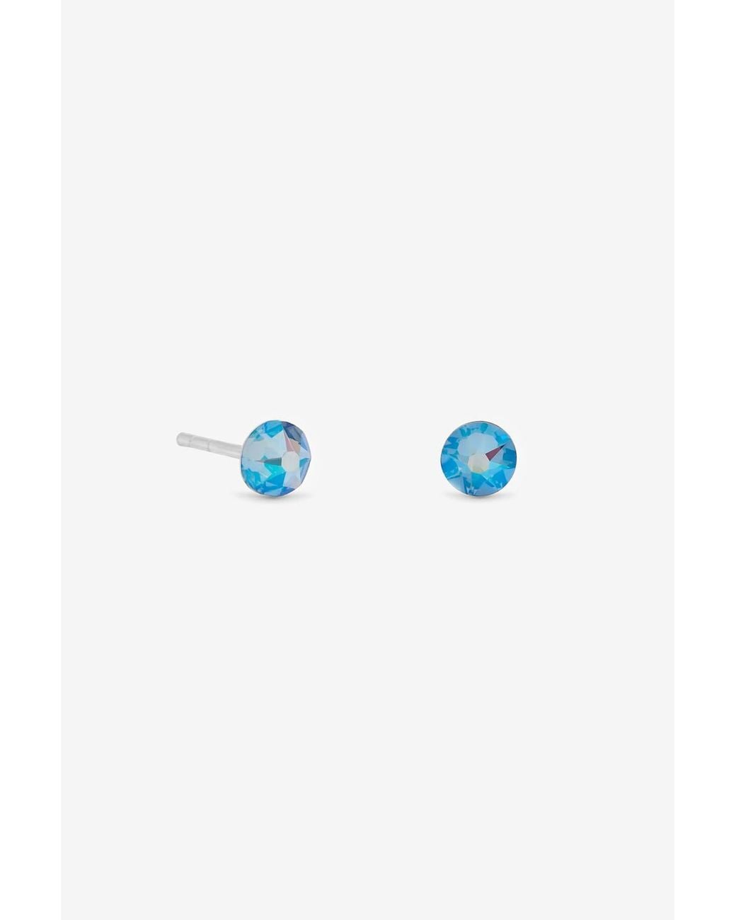 Simply Silver Blue Sterling Plated 4Mm Light Sapphire Studs