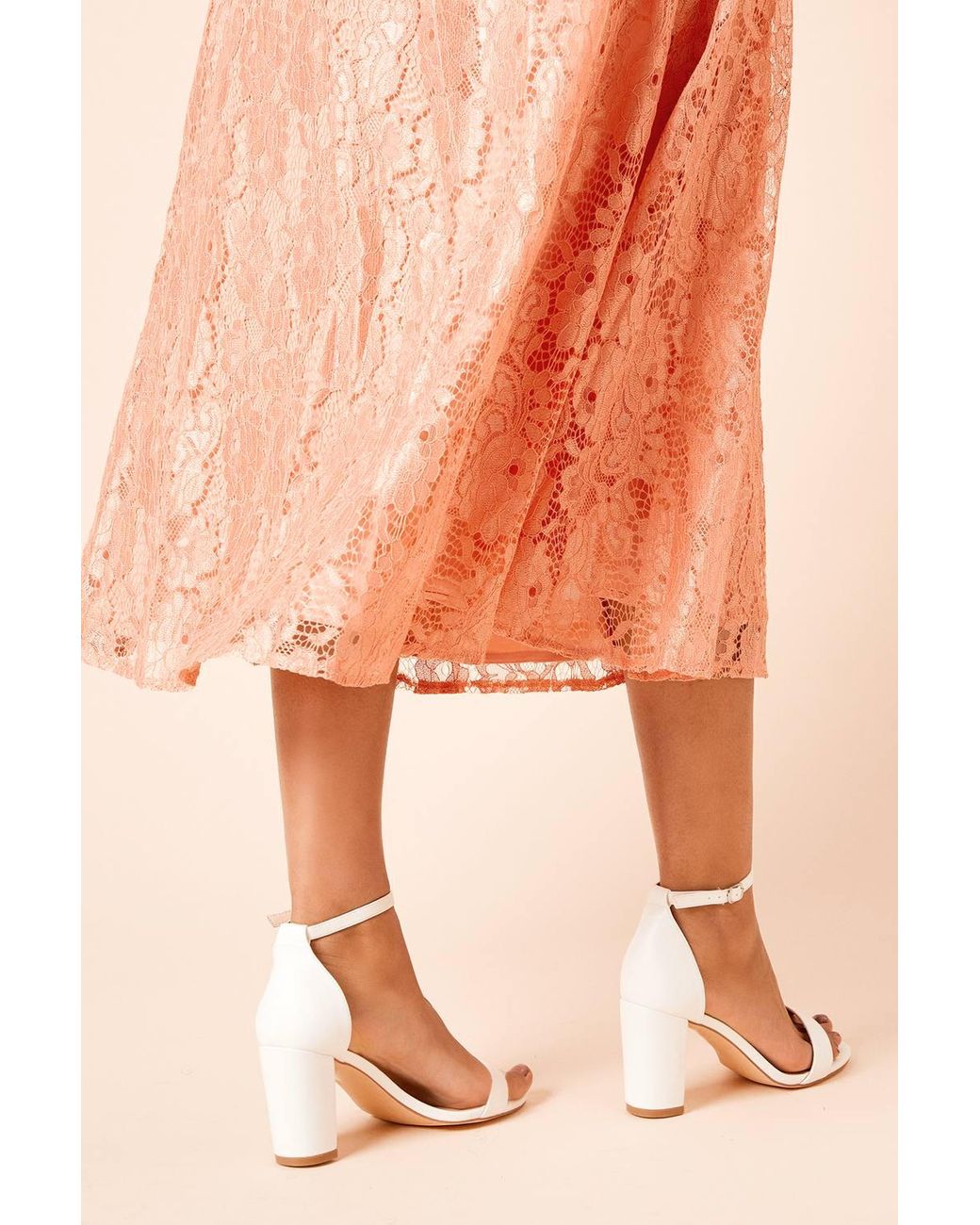 Dorothy Perkins Orange Wide Fit Spark High Block Heel Sandals