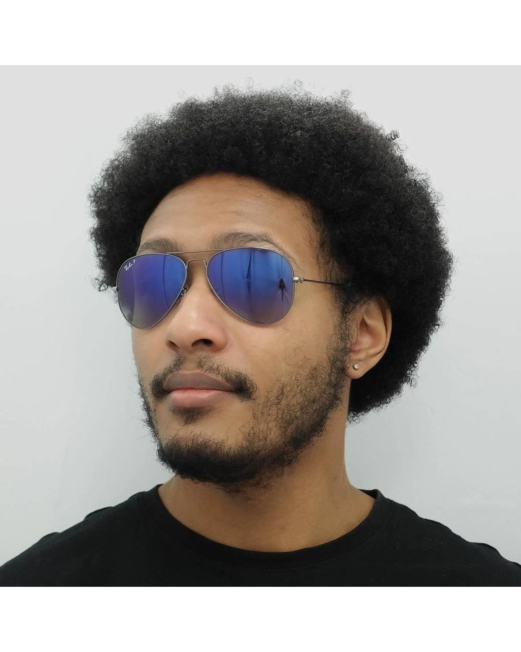 Ray-Ban Blue Aviator Gunmetal Polarized Gradient Sunglasses