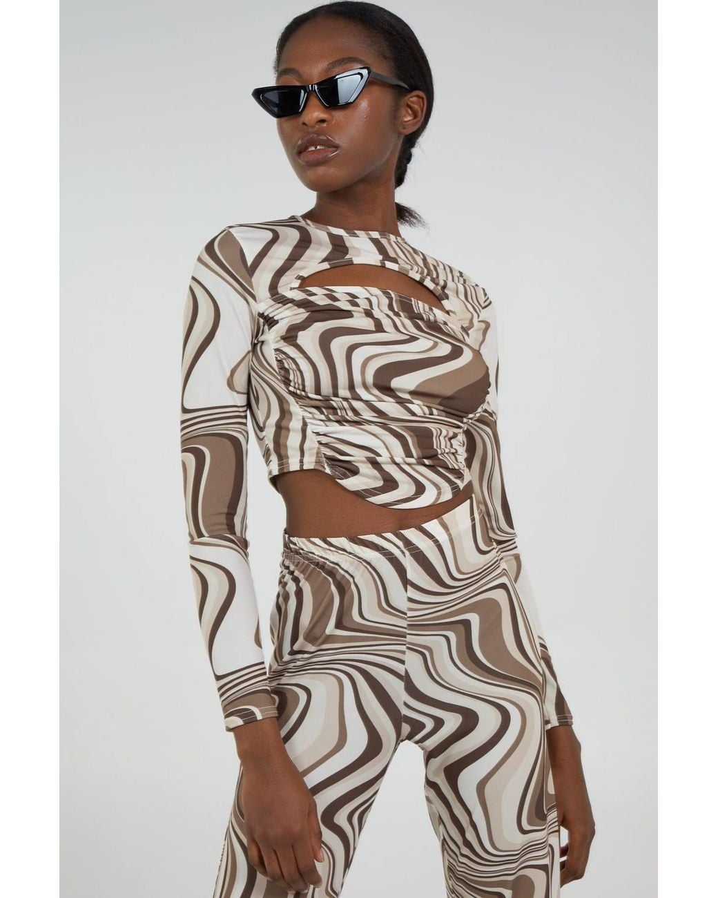 Pink Vanilla Natural Swirl Print Cut Out Top
