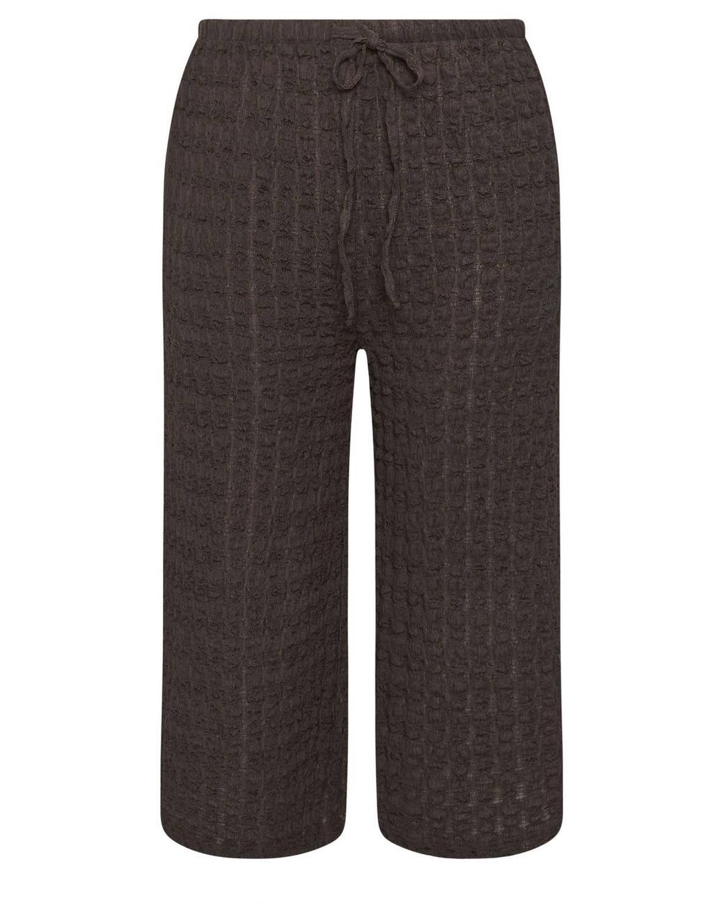 Yours Black Bubble Textured Cropped Trousers