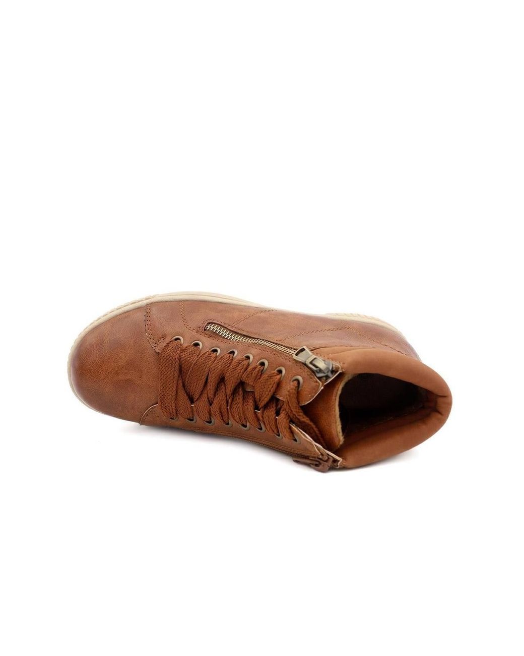 Pavers Brown Lace Up Boots W/ Side Zip