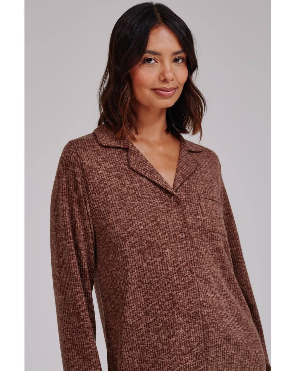 Loungeable Red Marl Brushed Knit Rib Nightie