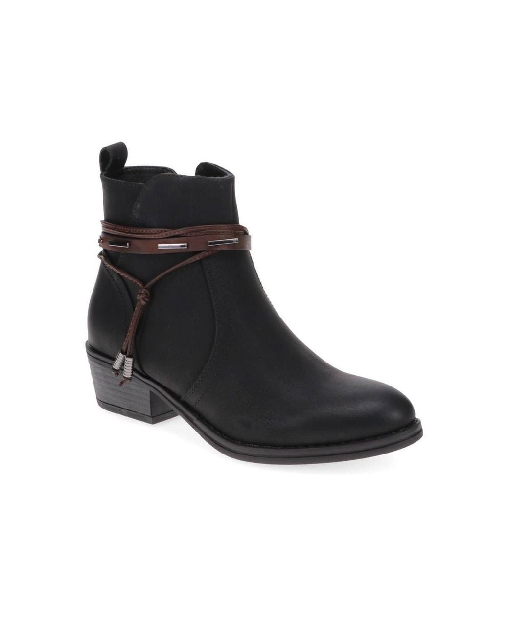 Pavers Black Western-Heeled Ankle Boots