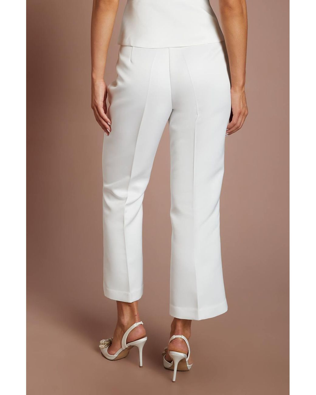 Oasis Brown Hen Matte Satin Tailored Trouser