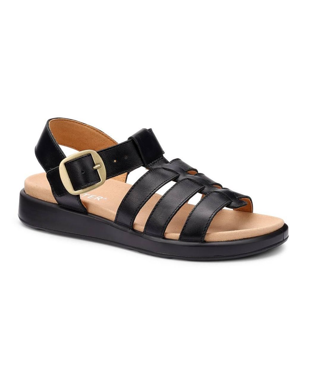Hotter Black Wide Fit 'Alanya' Gladiator Sandals