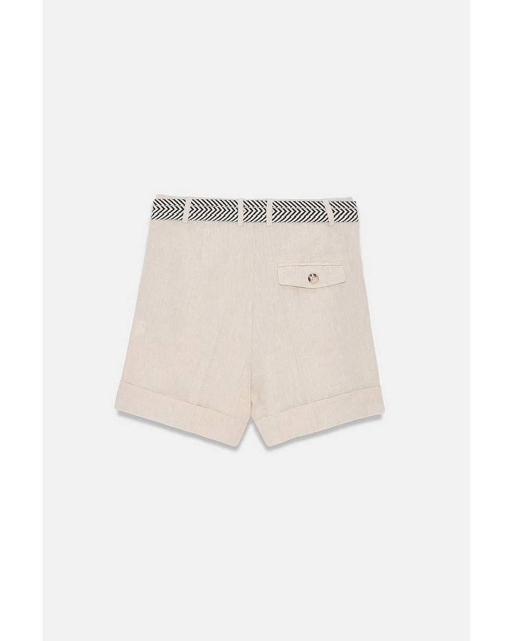 Dilvin Natural Linen High-Waist Tailored Shorts