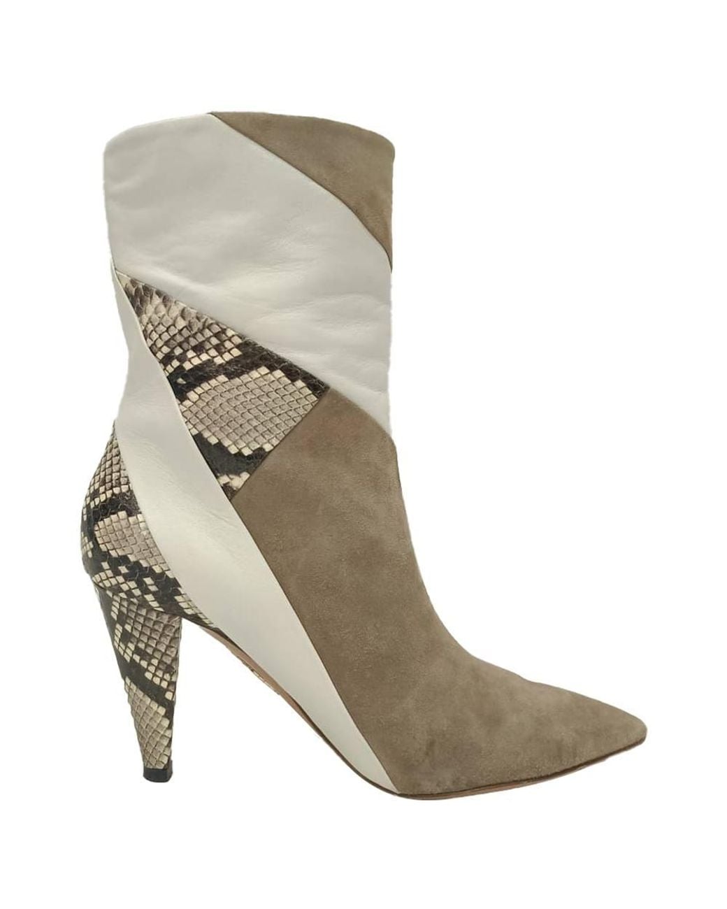 Aquazzura Gray Preloved Calder Snake-Effect Ankle Boots