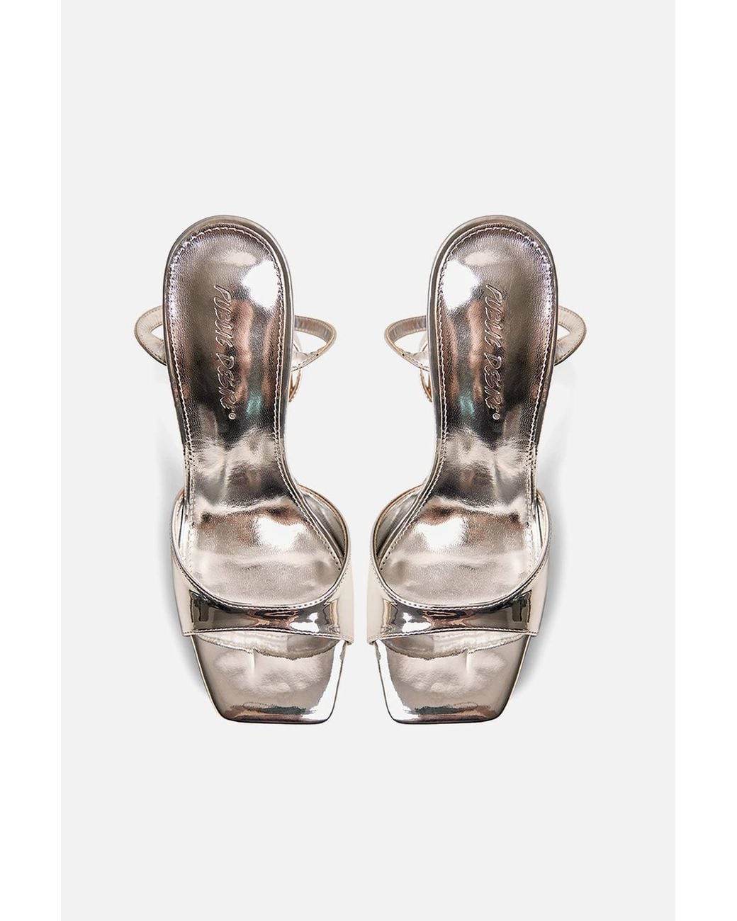 Public Desire Natural Resist Mirror Peep Toe Barely There Platform Heels