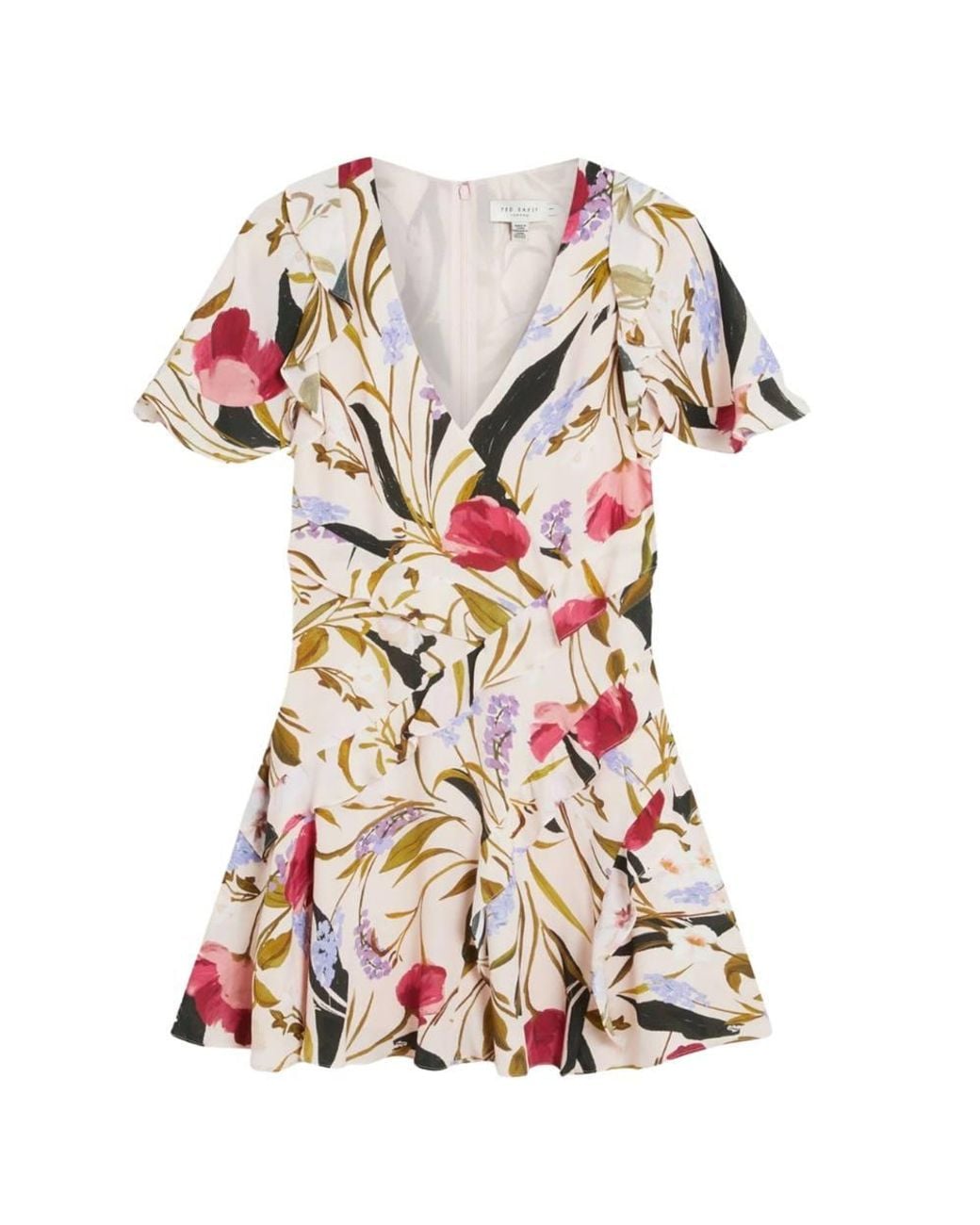 Ted Baker Multicolor Issiia Short Sleeve V-Neck Regular Fit Mini Dress