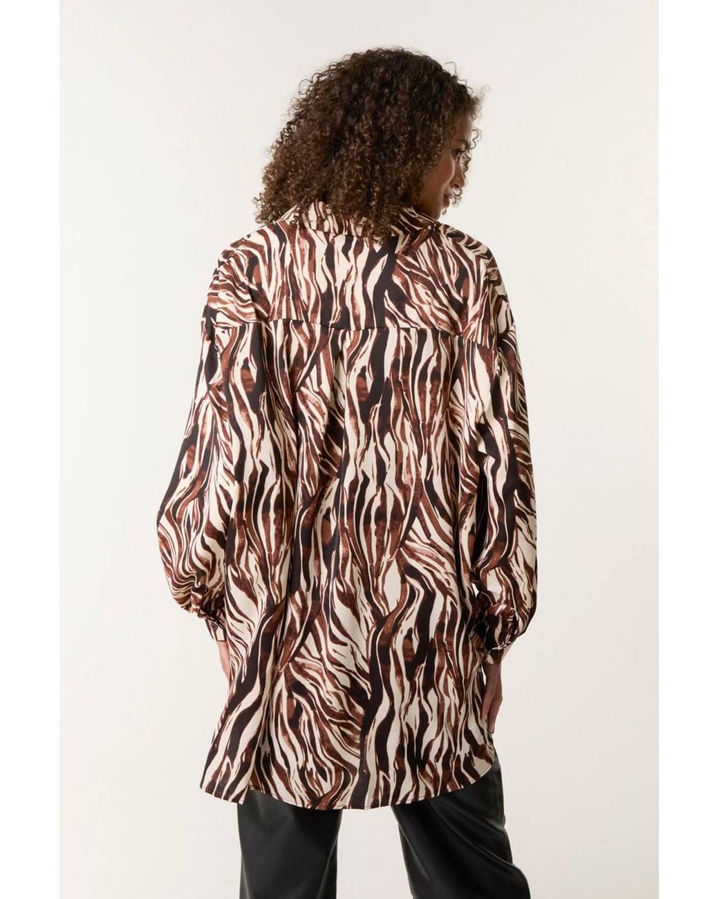 Blue Vanilla Brown Elasticated Waist Long Sleeve Slip On Turtleneck Blouse