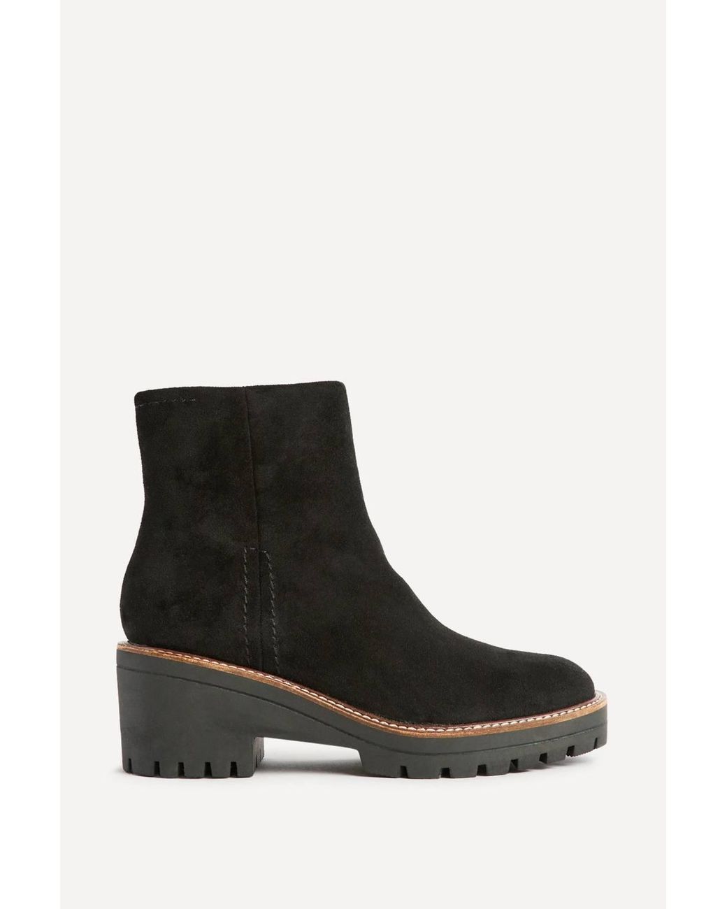 Linzi Black Rival Faux Suede Wedge Heel Ankle Boots