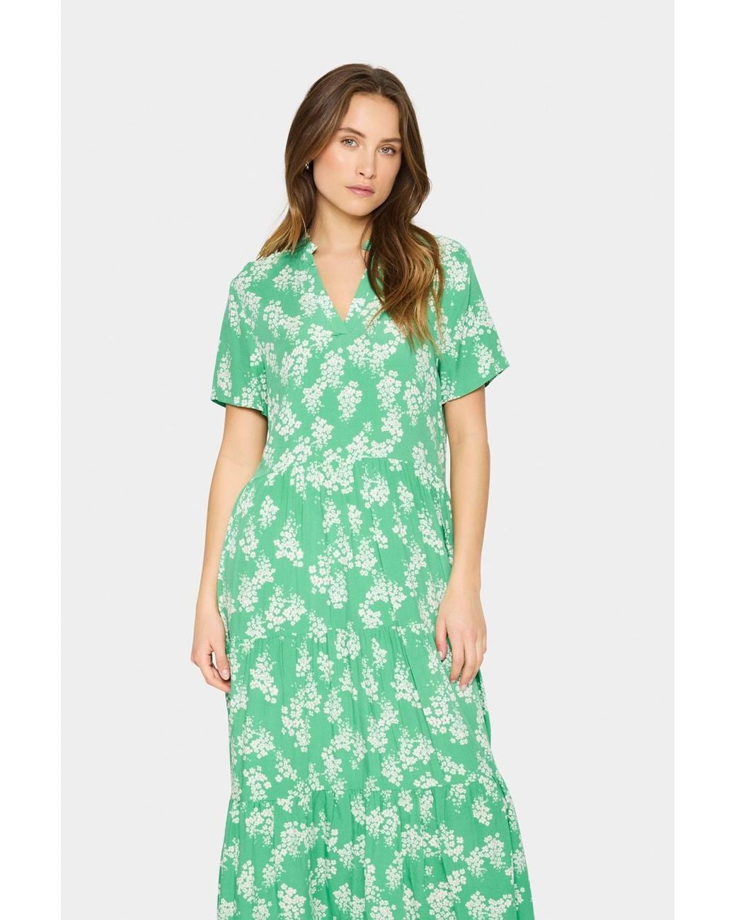 Saint Tropez Green Edasz Short Sleeve Maxi Dress