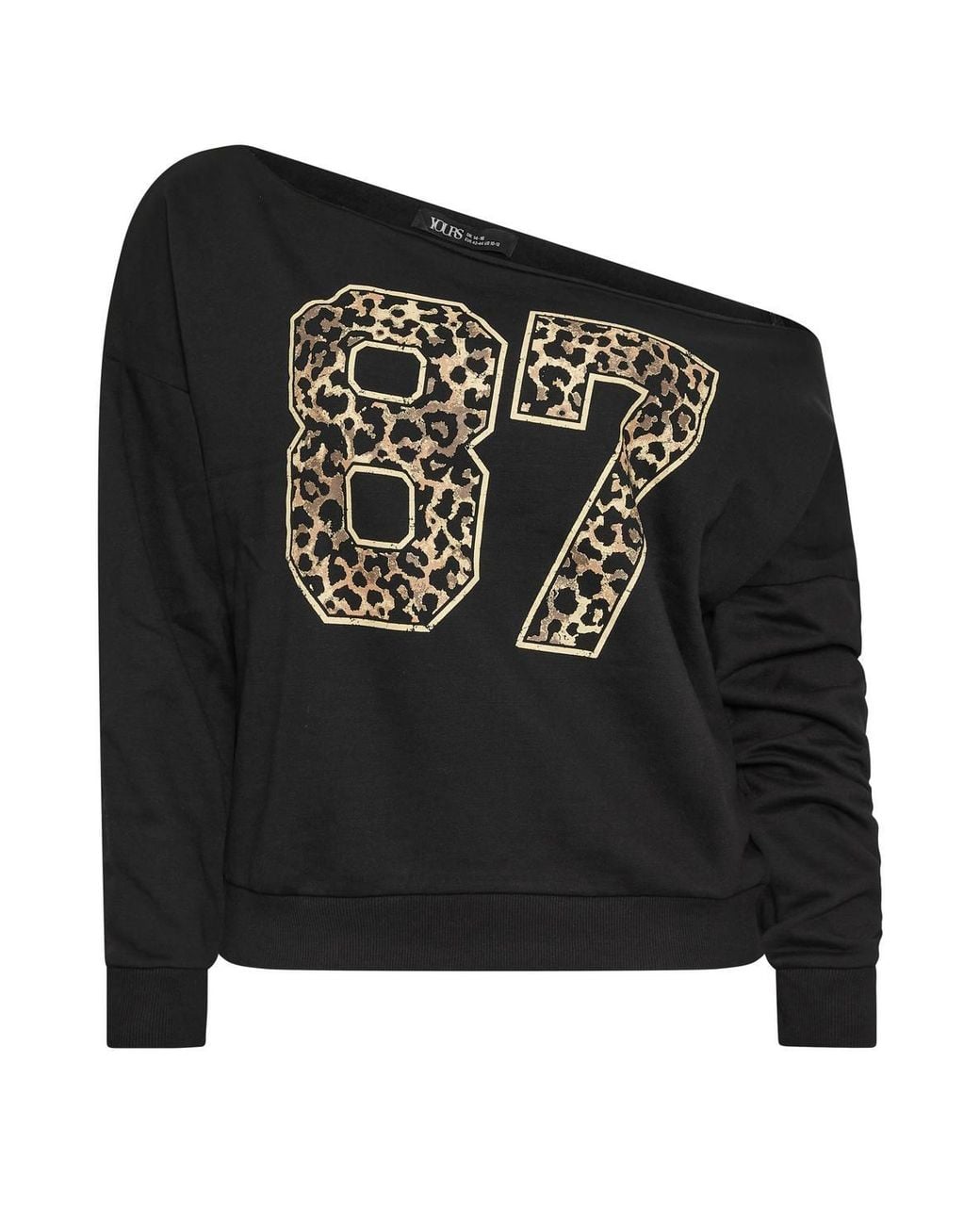 Yours Black Leopard Off-Shoulder Sweatshirt