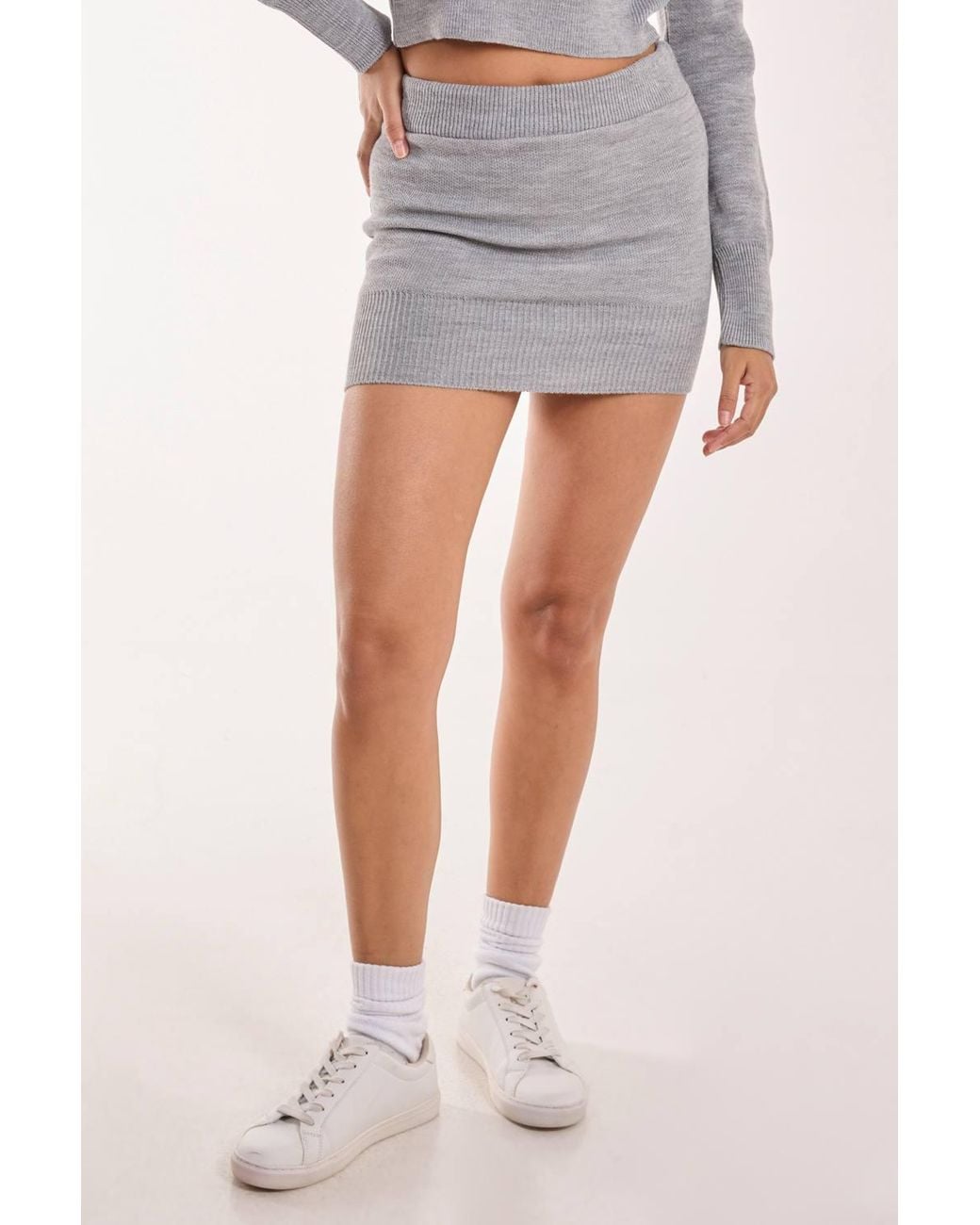 Pink Vanilla Gray Knitted Mini Skirt