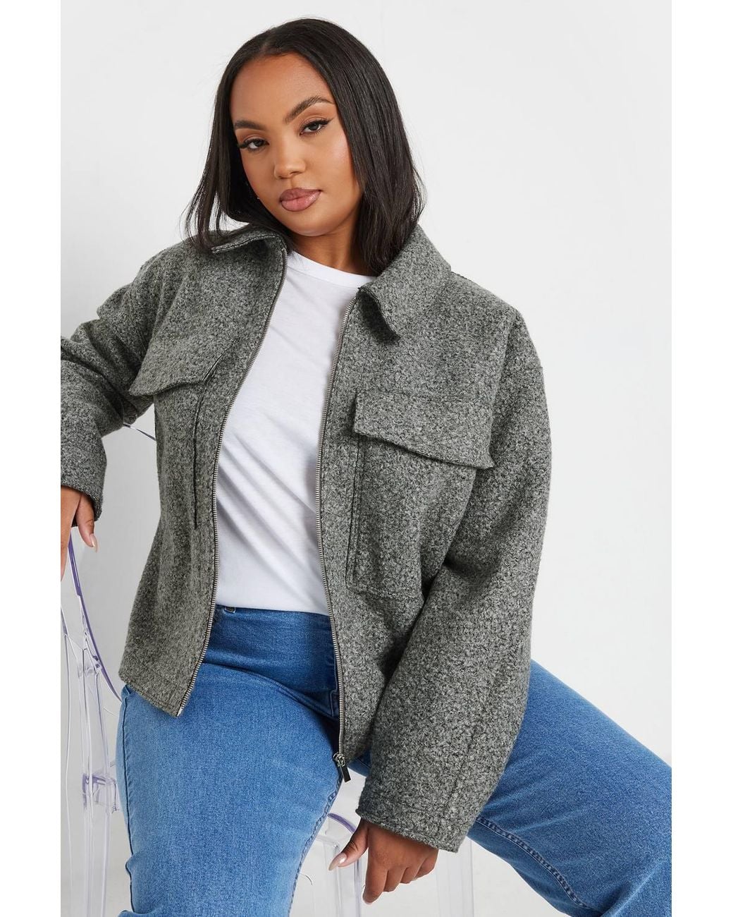 Yours Red Cropped Boucle Jacket