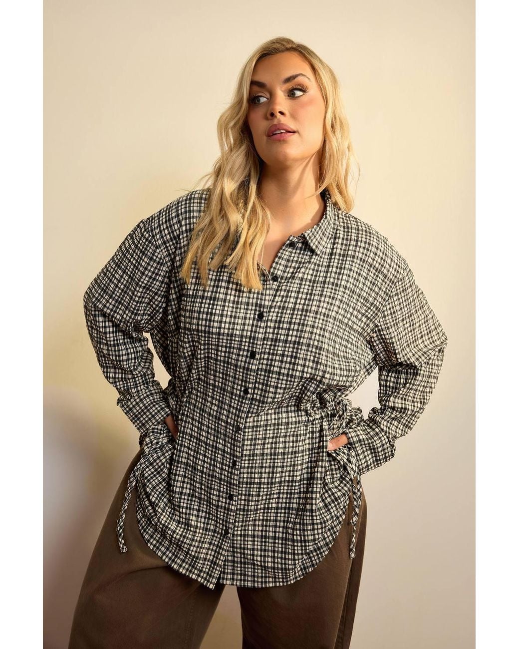 Yours Black Check Textured Shirt