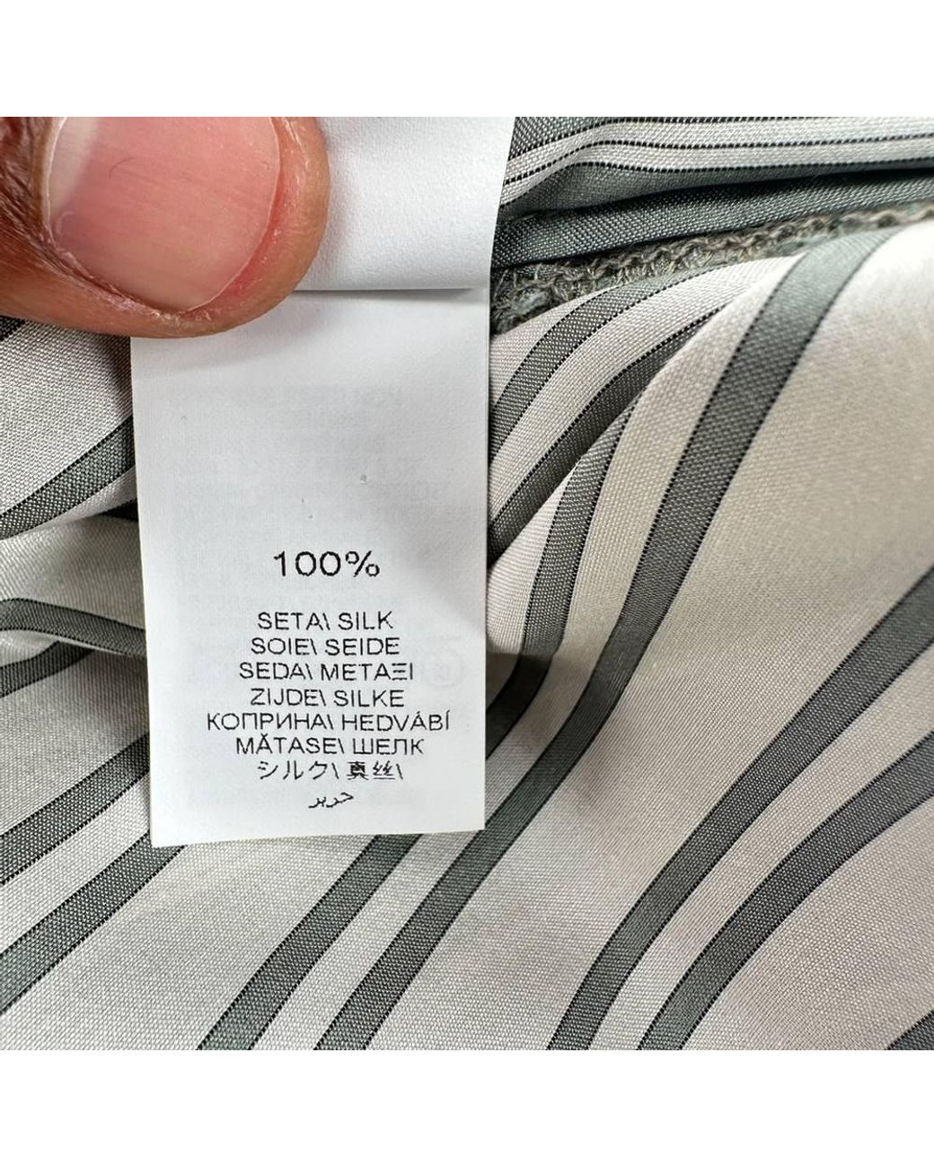 Brunello Cucinelli Green Preloved Striped Shirt Silk