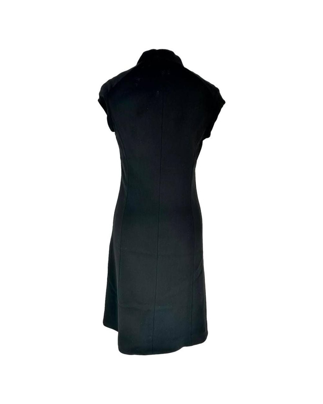 Céline Black Preloved Ruffled Neckline Midi Dress