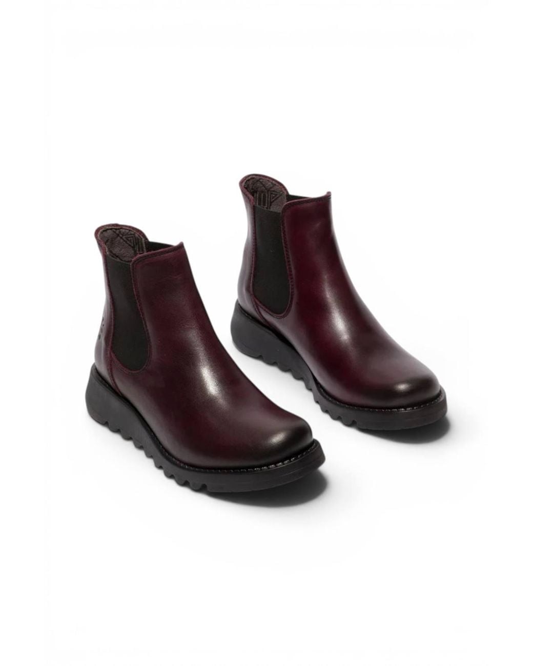 Infinity Leather Brown Fly London Salv Chelsea Leather Ankle Casual Wedge Heel Boots