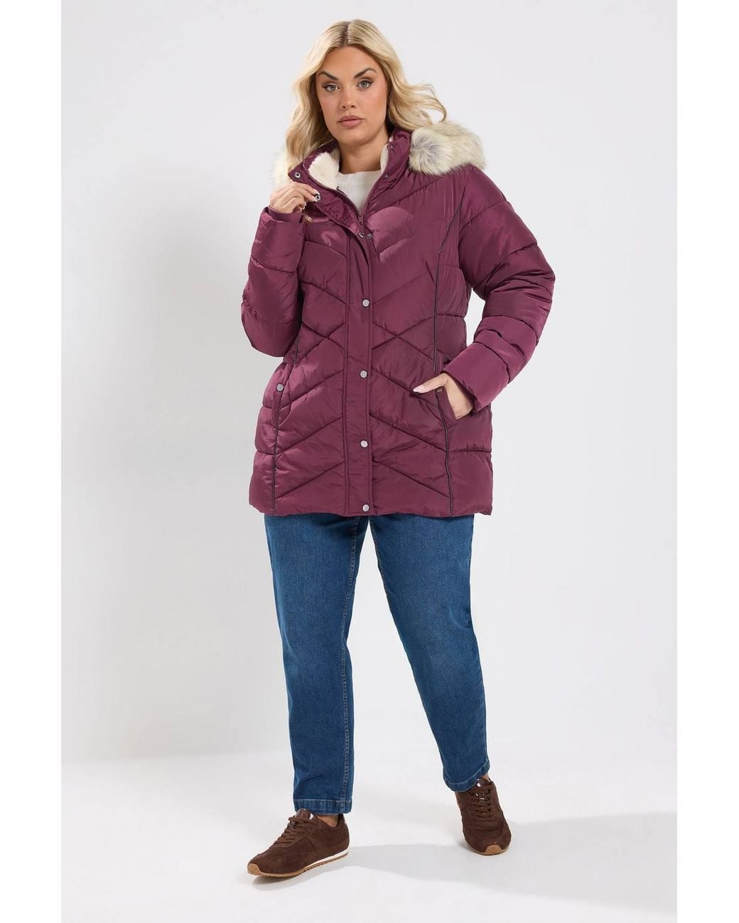 Yours Purple Short Padded Coat