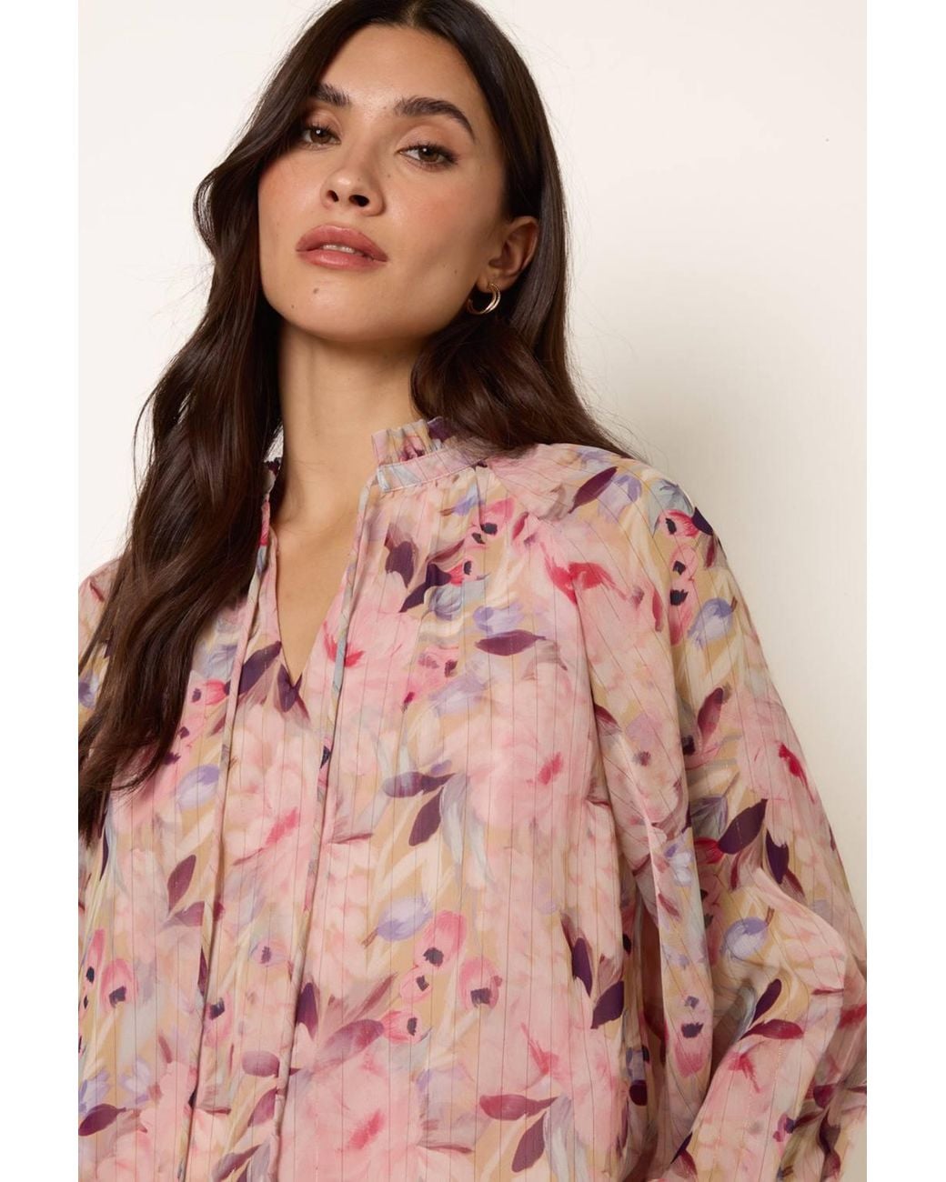 Blue Vanilla Pink Long Sleeve Turtleneck Blouse
