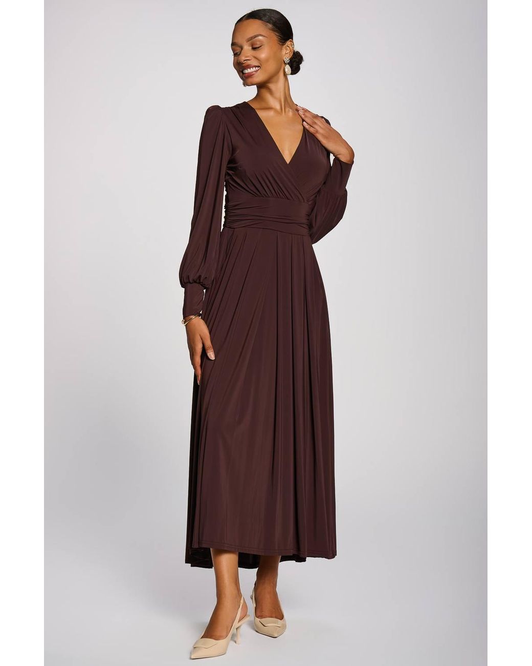 Jolie Moi Purple Long Sleeve Soft Jersey Maxi Dress