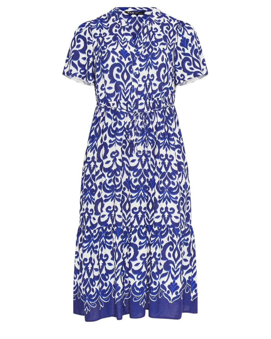 Yours Blue Abstract Half Placket Dress
