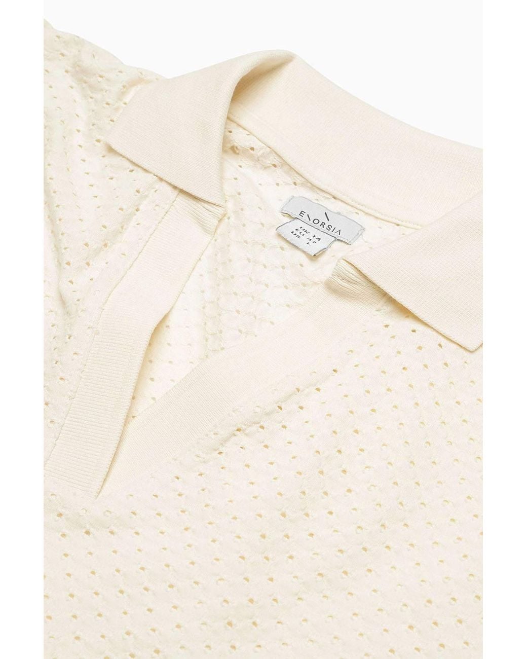 Enorsia White Cotton Rich Broderie V-Neck Polo Shirt