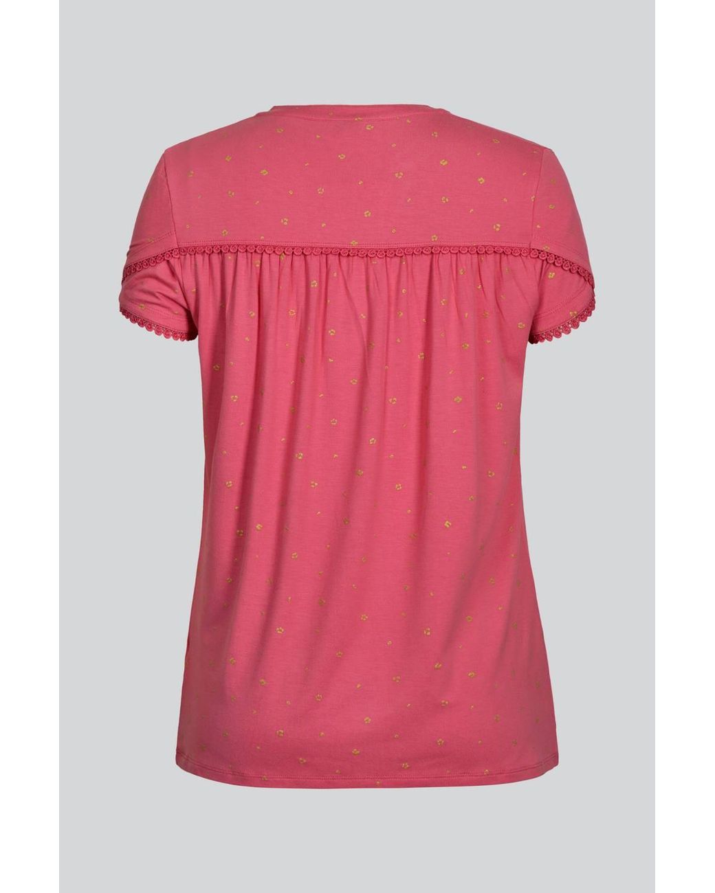 Enorsia Pink Golden Printed Cap Sleeve Jersey Tops