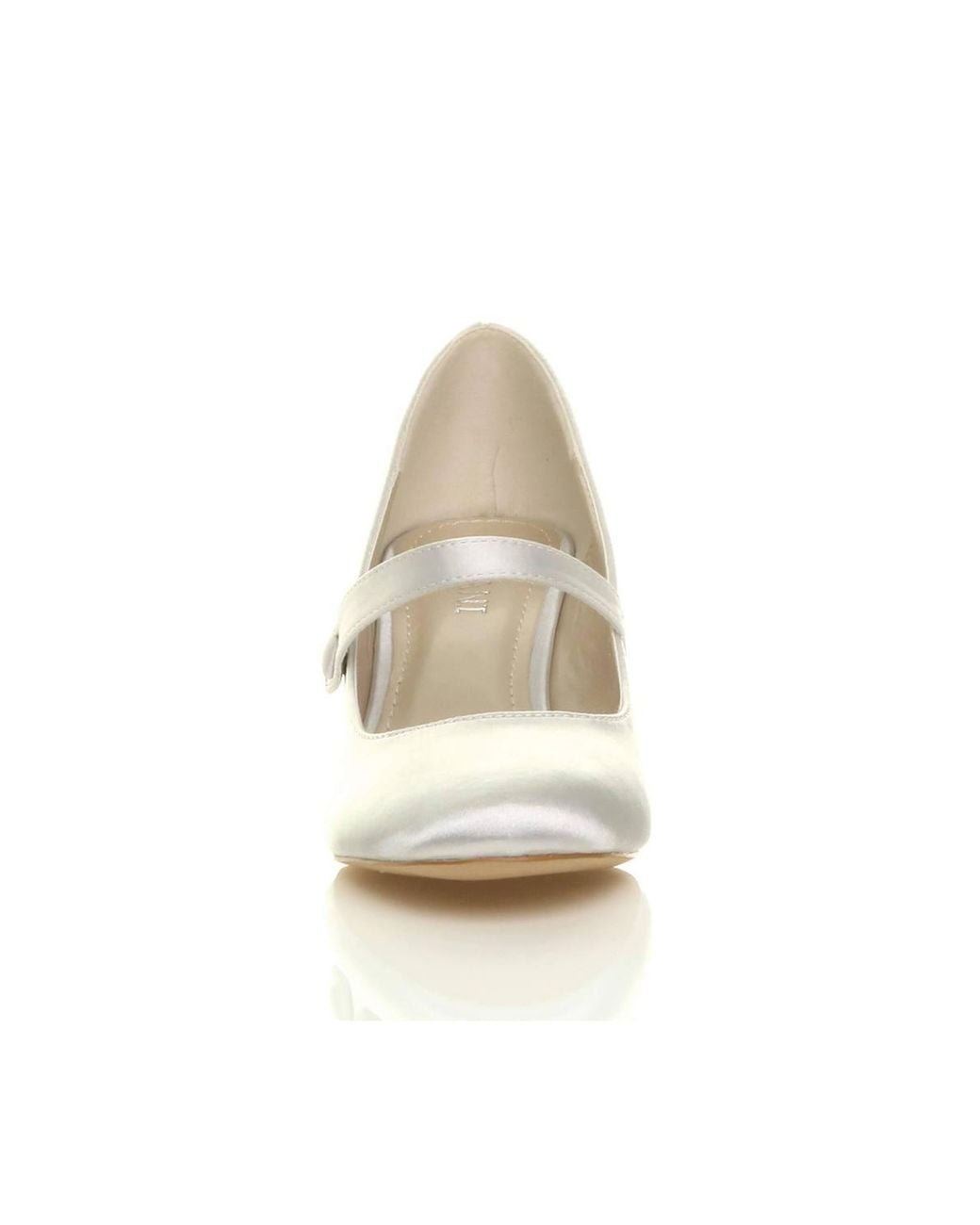 AJVANI White Mid Heel Mary Jane Court Shoes