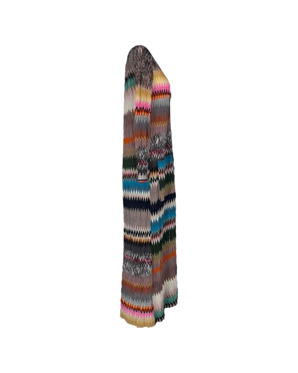 Missoni Multicolor Preloved Chevron Knitted Long Cardigan