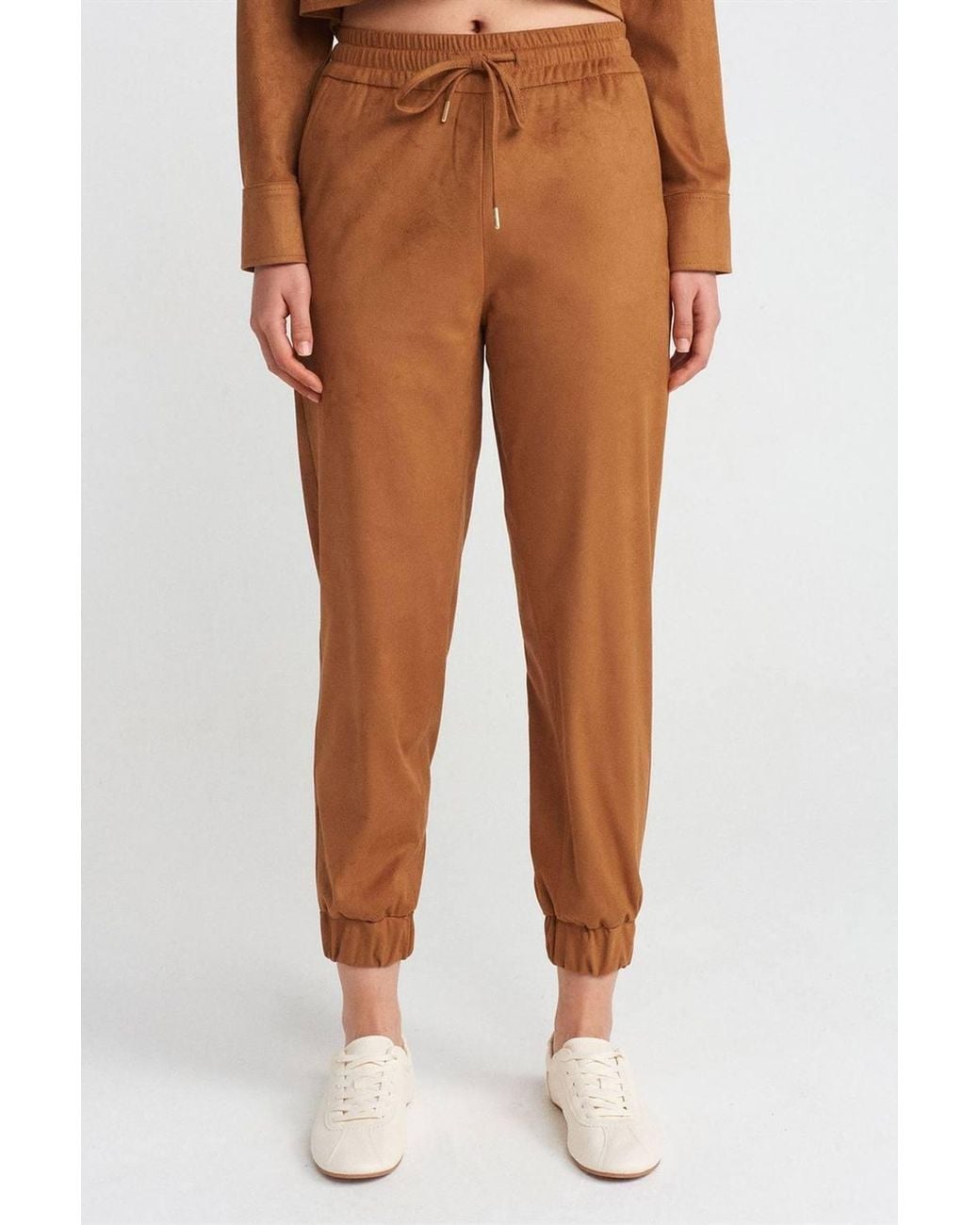 Dilvin Natural Faux Suede Jogger Pants