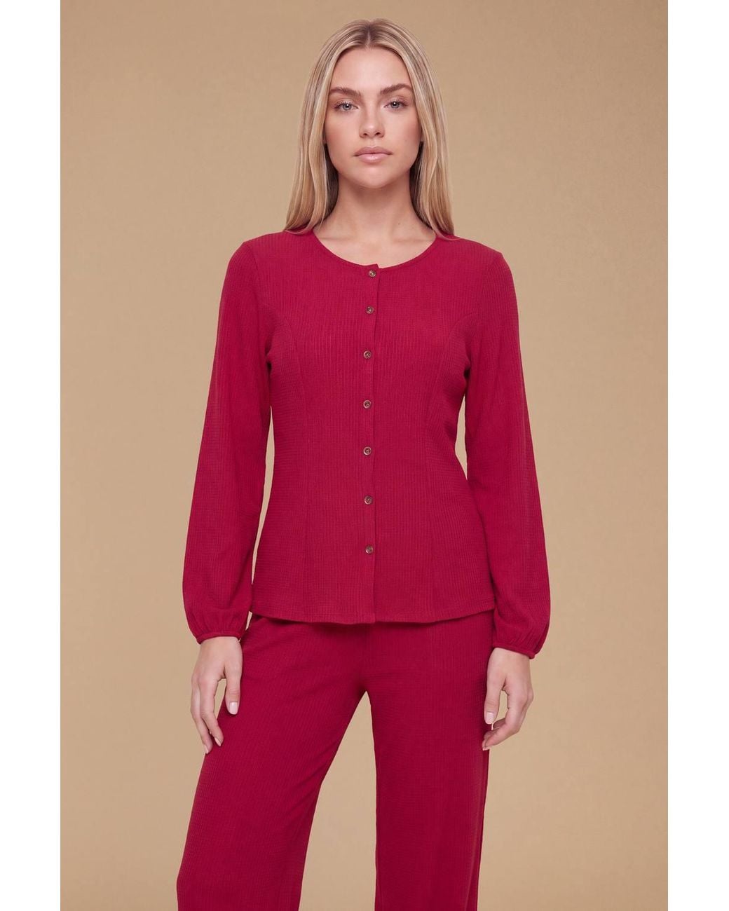 Dorothy Perkins Red Knot Front Crinkle Jersey T-Shirt