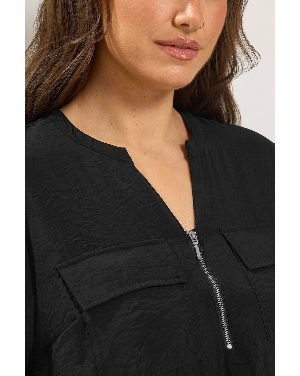 Yours Black Zip Detail Blouse