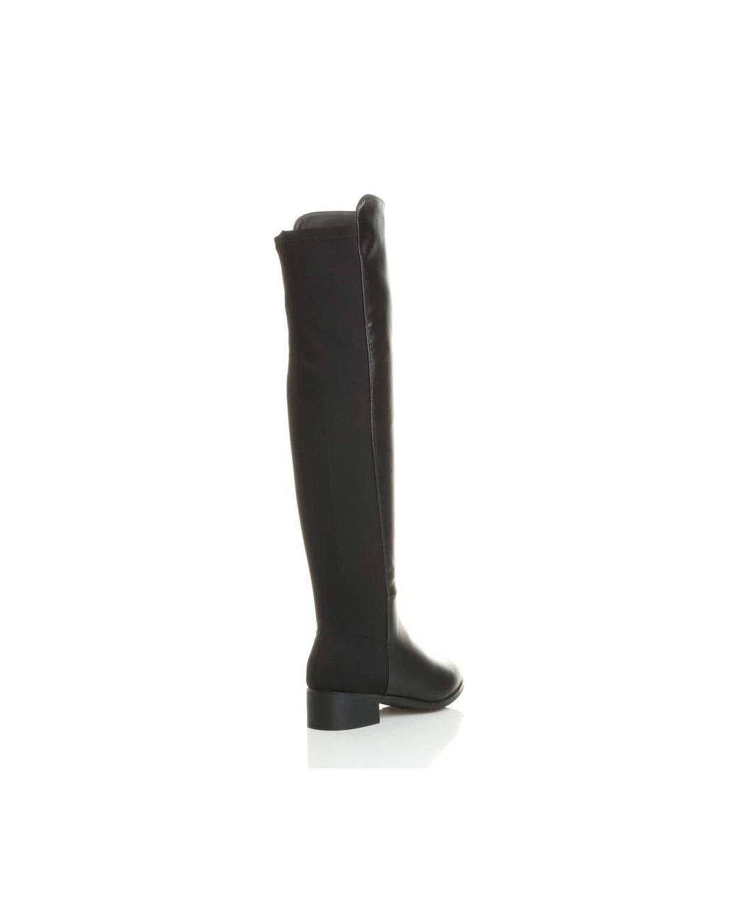 AJVANI Black Low Heel Elastic Zip Over The Knee Boots