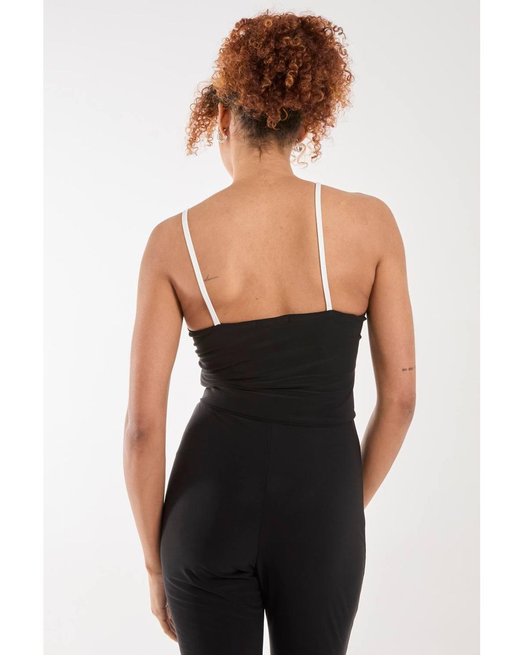 Pink Vanilla Black Bow Detail Piping Strappy Vest