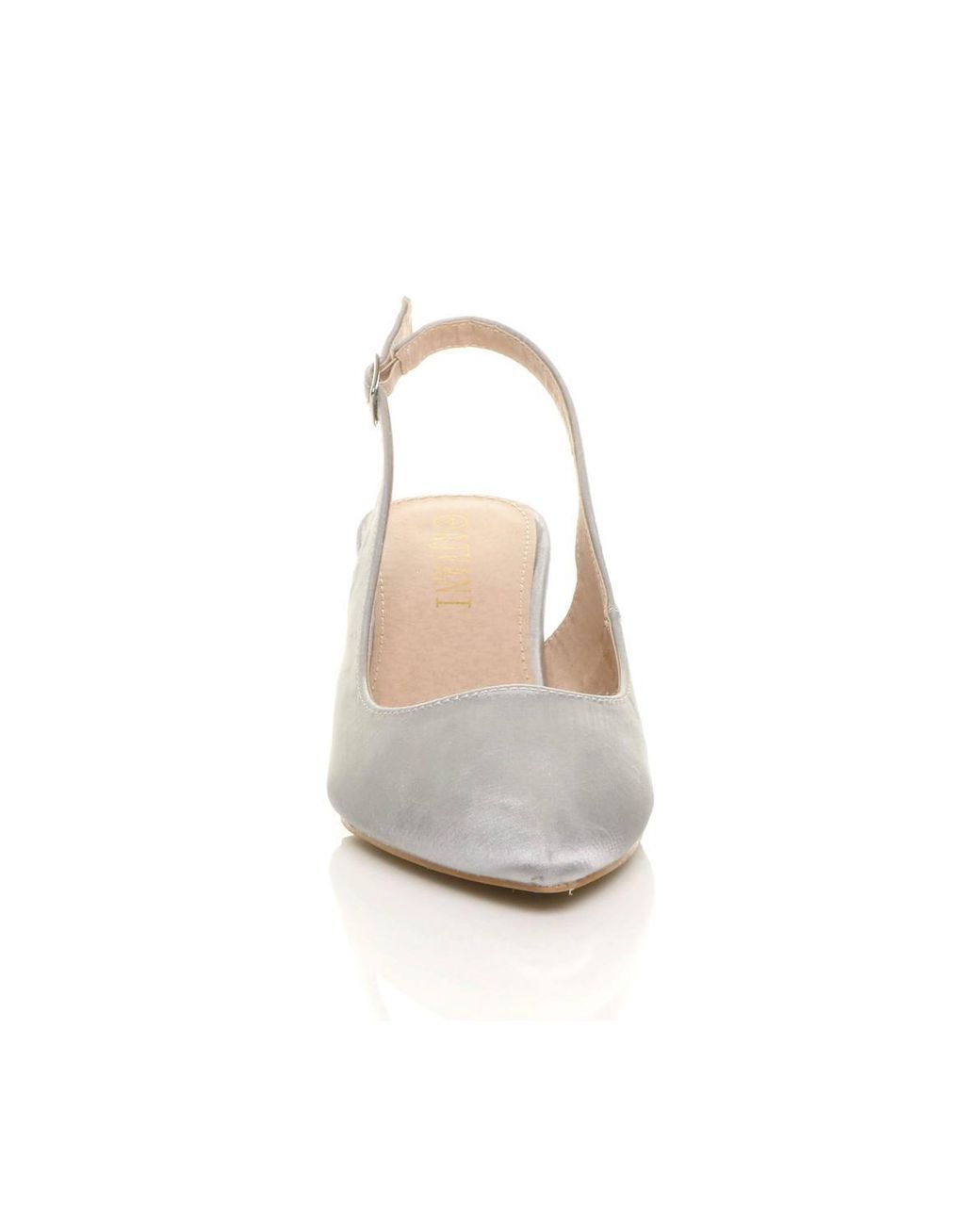 AJVANI White Mid Heel Slingback Pointed Toe Court Shoes