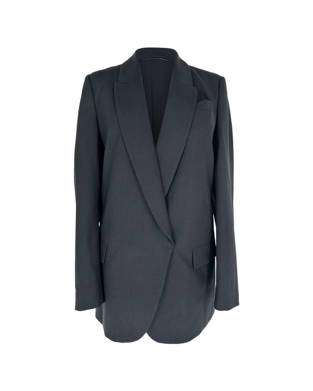 Brunello Cucinelli Blue Preloved Single-Breasted Blazer Wool