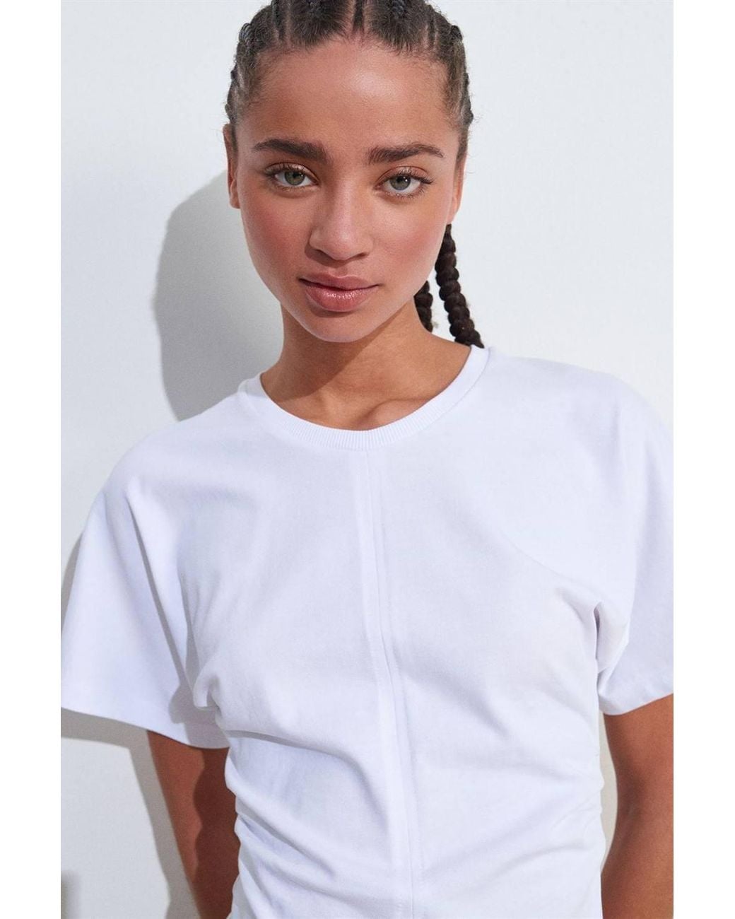 Dilvin White Cotton Crew Neck T-Shirt
