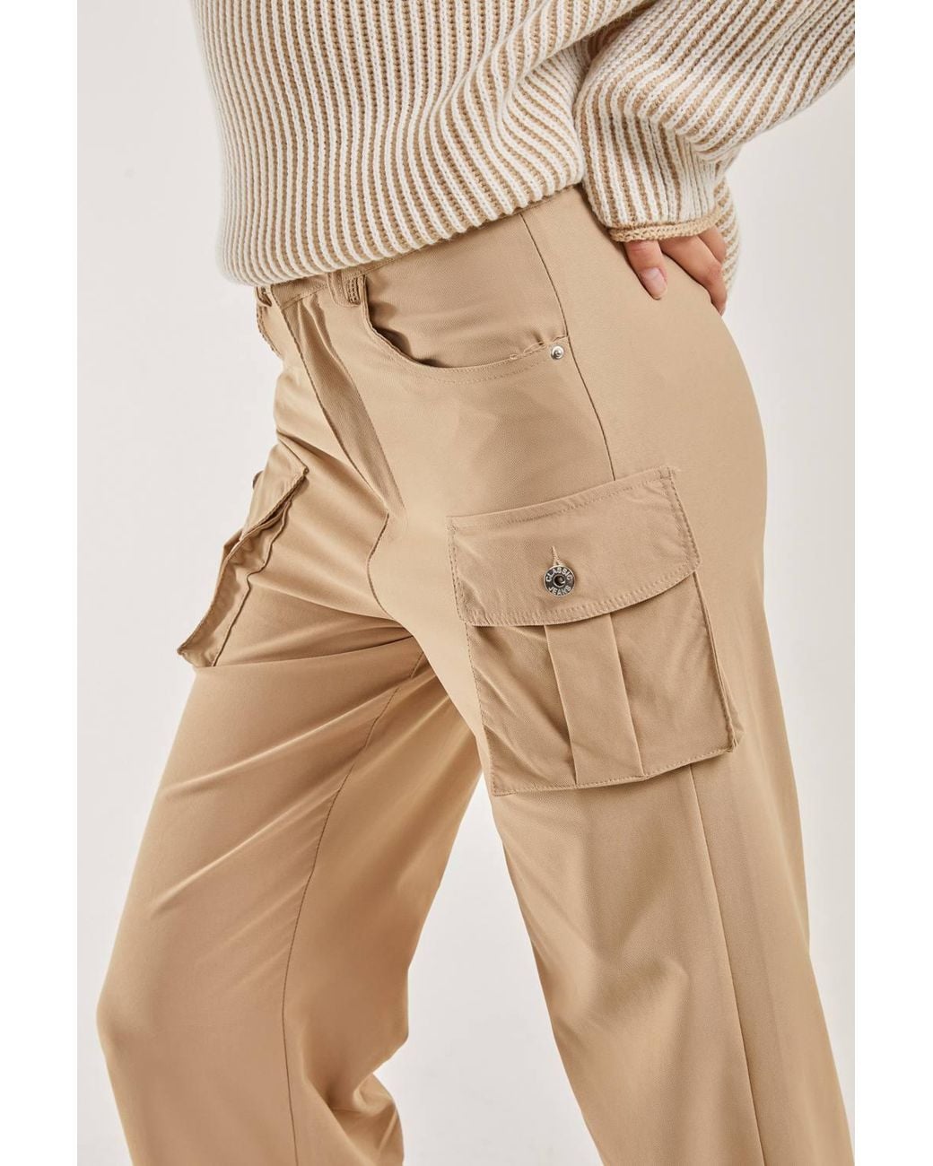 Pink Vanilla Natural Oversized Pocket Wide Leg Cargo Trousers