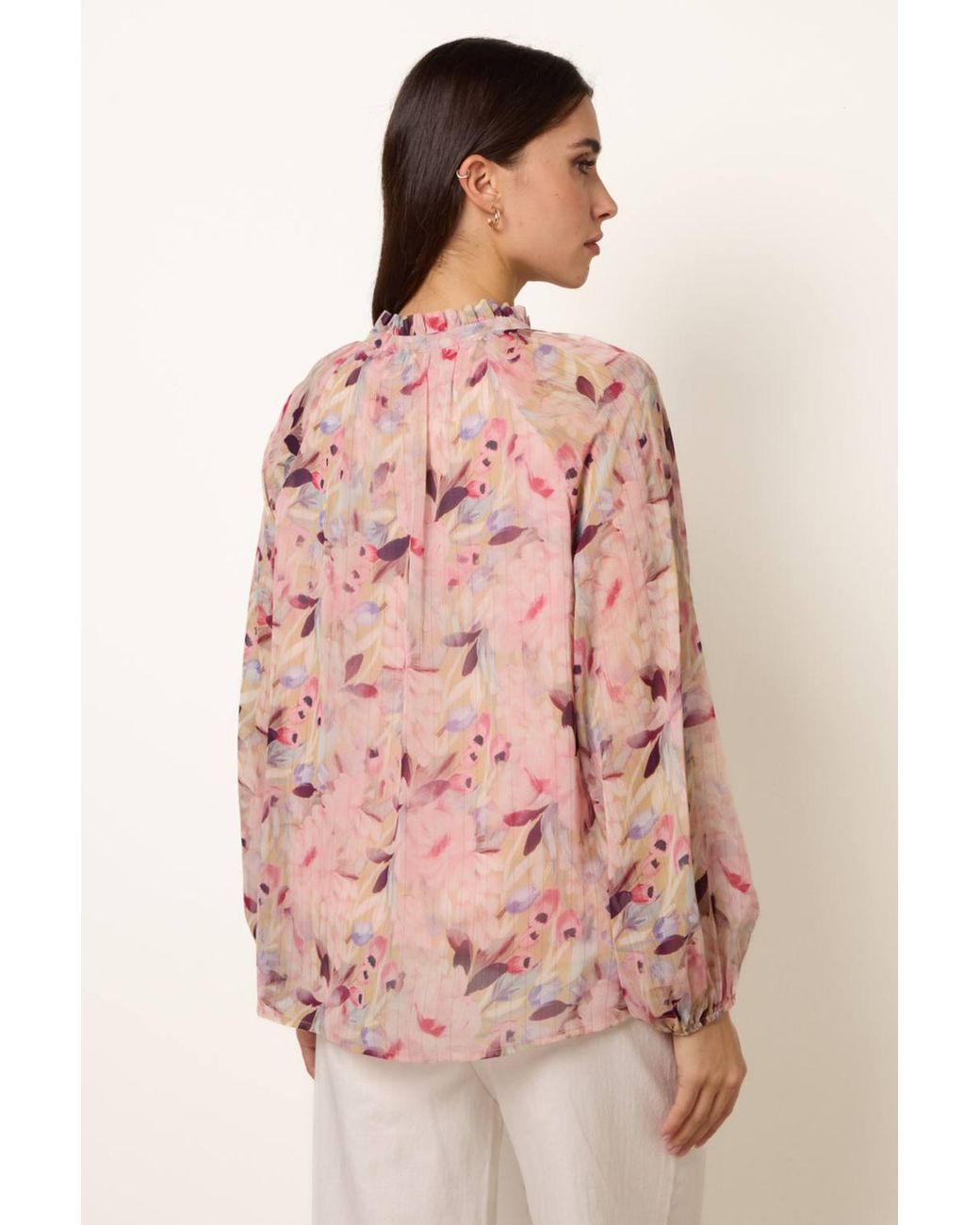 Blue Vanilla Pink Long Sleeve Turtleneck Blouse