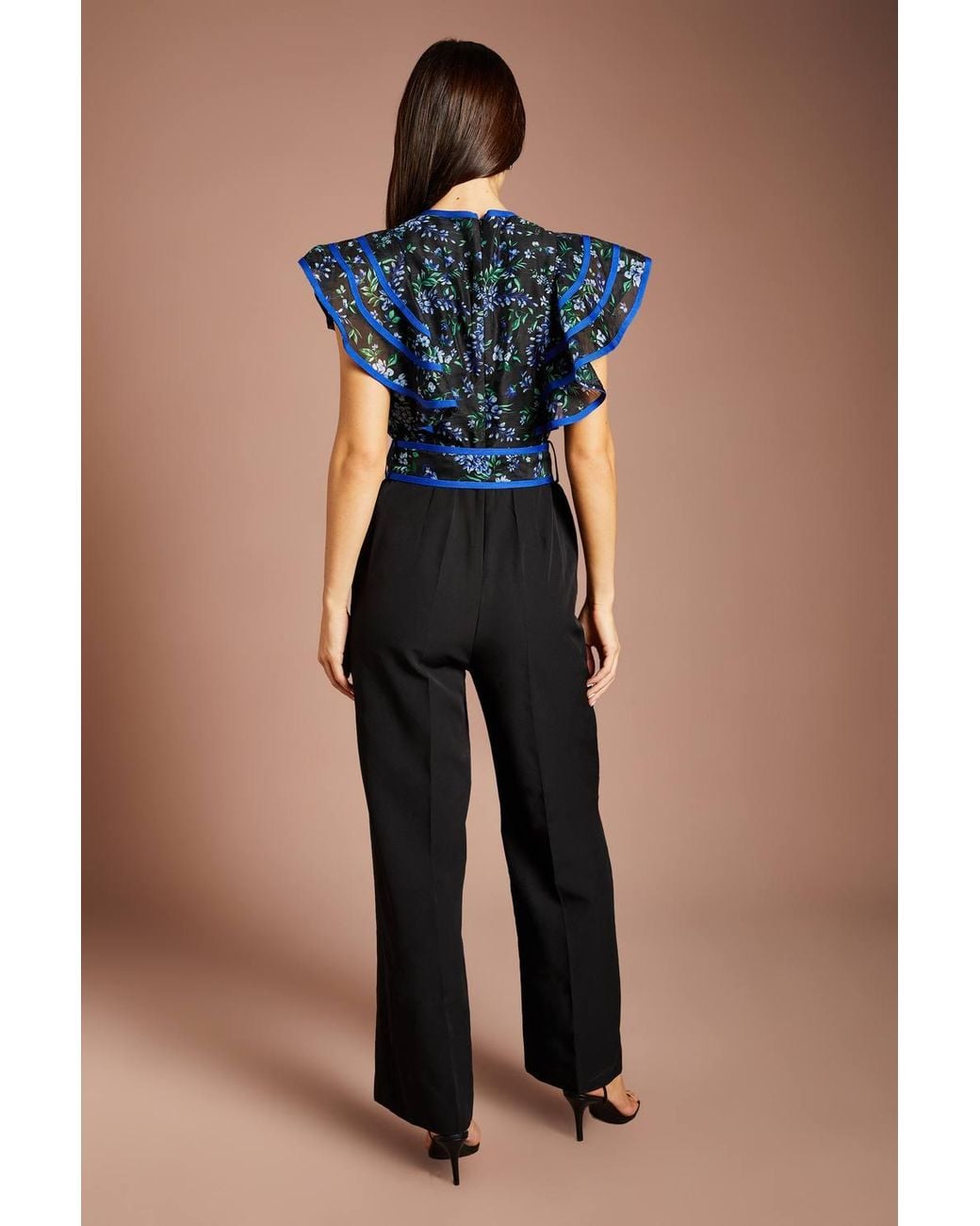 Coast Blue Ruffle Shoulder Printed Floral Jumpsuit