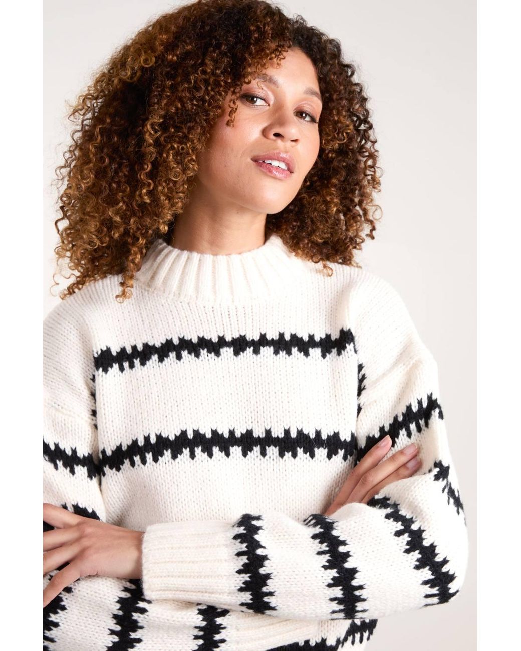 Blue Vanilla White Long Sleeve Turtleneck Jumper