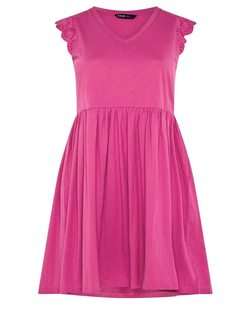 Yours Pink Broderie Anglaise Peplum Dress
