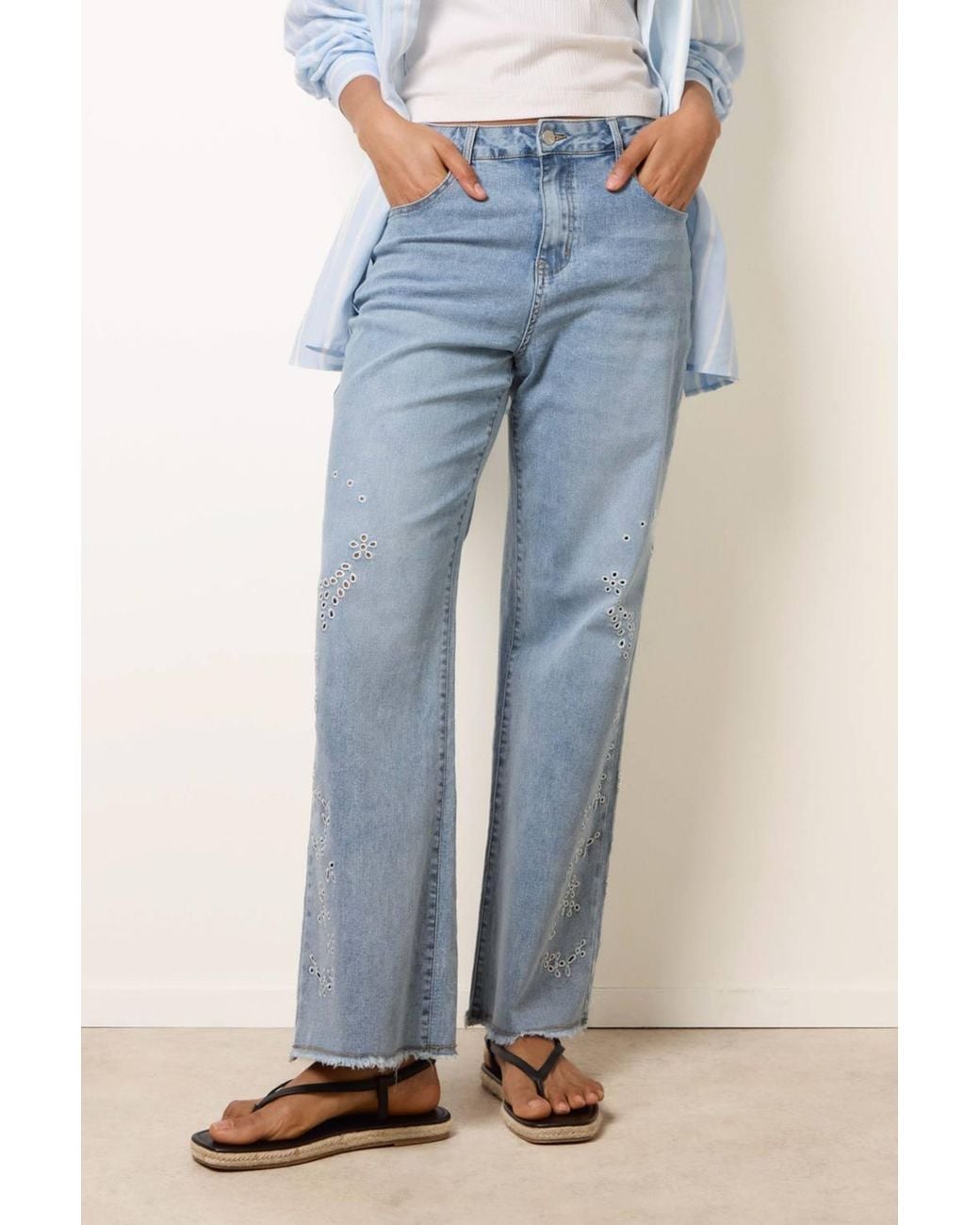 Blue Vanilla Blue Wide-Flared Slip On Jeans